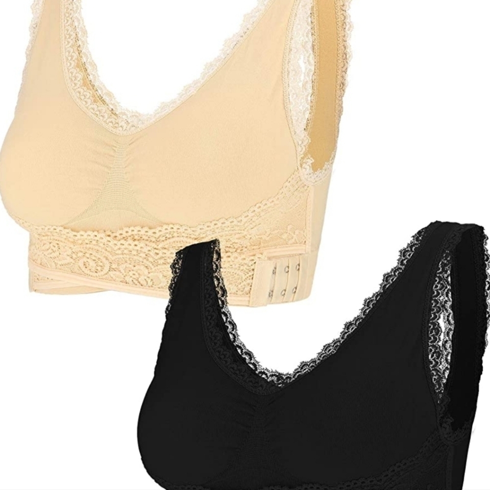 Lace Vest Bra Seamless Front Cross Bras Adjustable Side Buckle Bra 2 pieces
